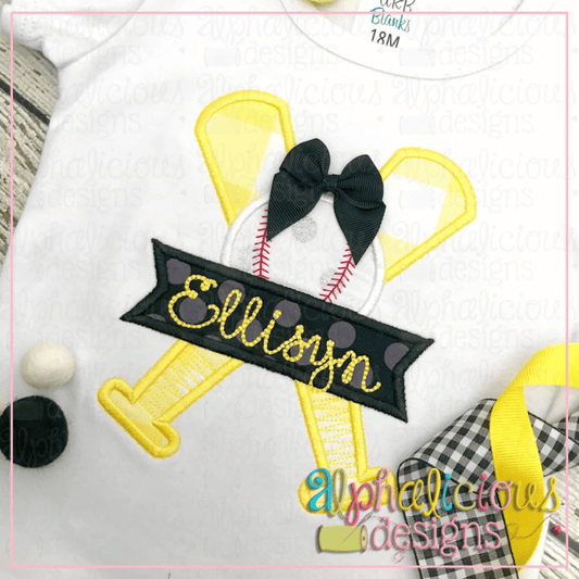 Baseball, Bat, and Banner-Satin