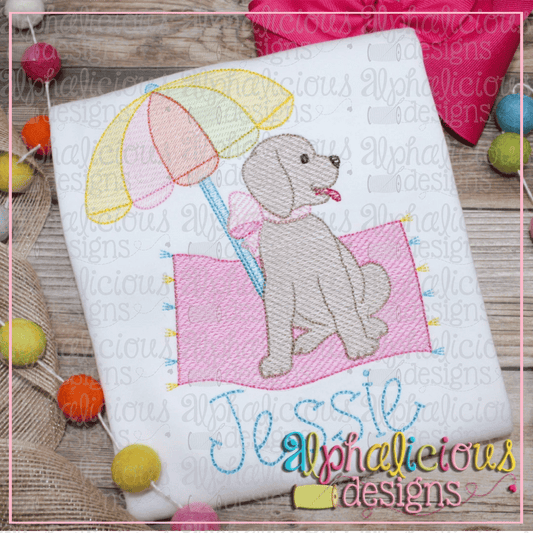 Beach Pup with Bow-Sketch