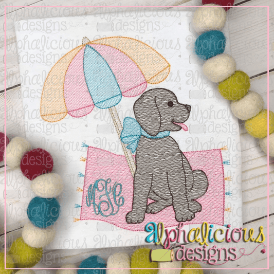 Beach Pup with Bow-Sketch