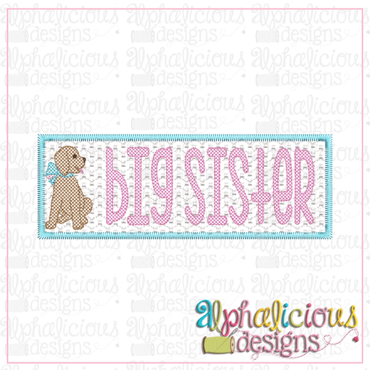 Big Sister with Pup Faux Smock