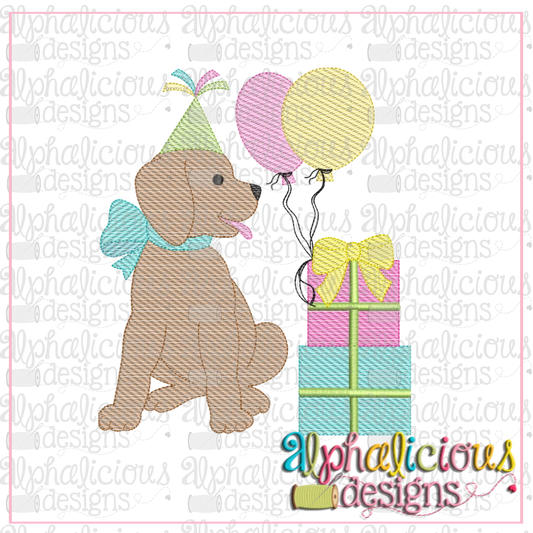 Birthday Pup with Bow-Sketch