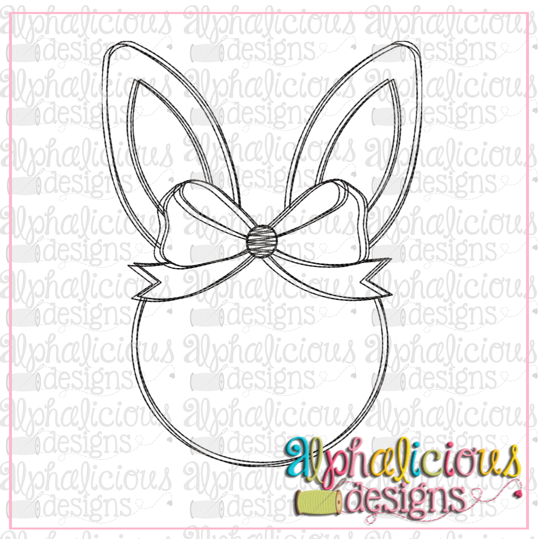 Blackline Bunny Head with Bow-Scribble