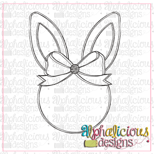 Blackline Bunny Head with Bow-Scribble