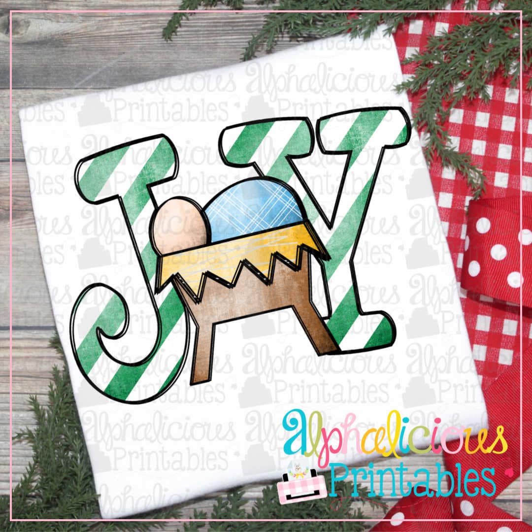 JOY Nativity with Stripes-Printable