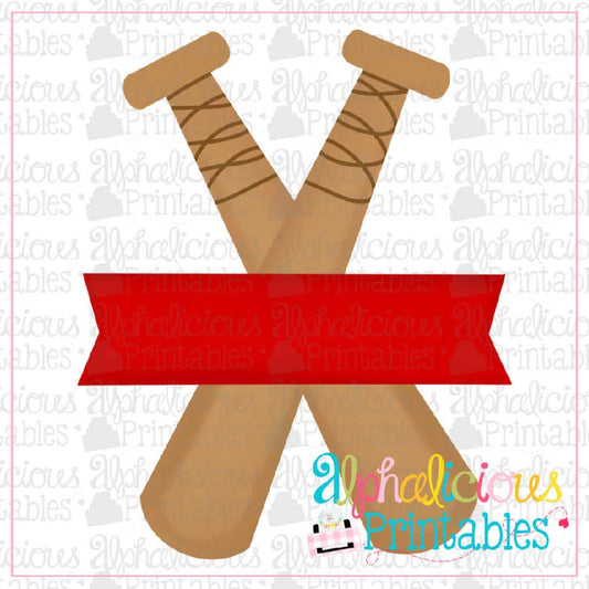 Bats with Banner-Red-Printable