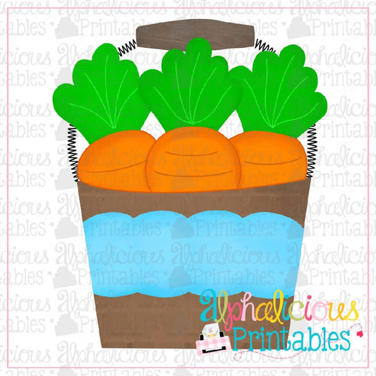 Carrots in Bucket-Blue-Printable