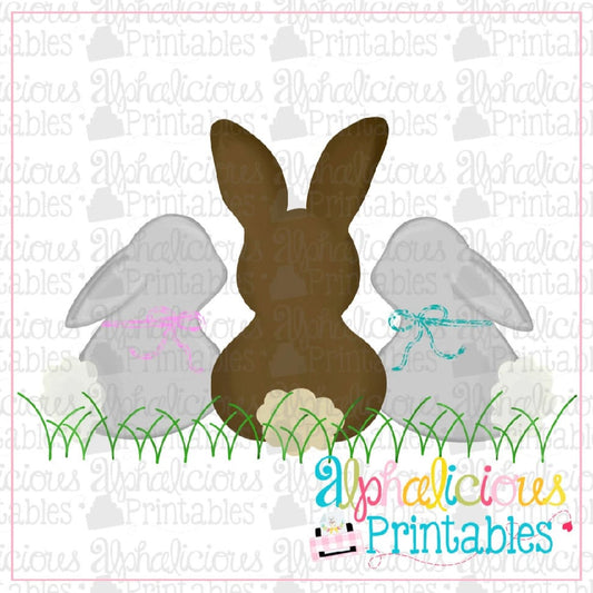 Simple Bunnies with Bows-Printable
