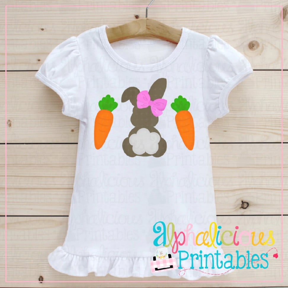 Bunny with Bow and Carrots-Printable