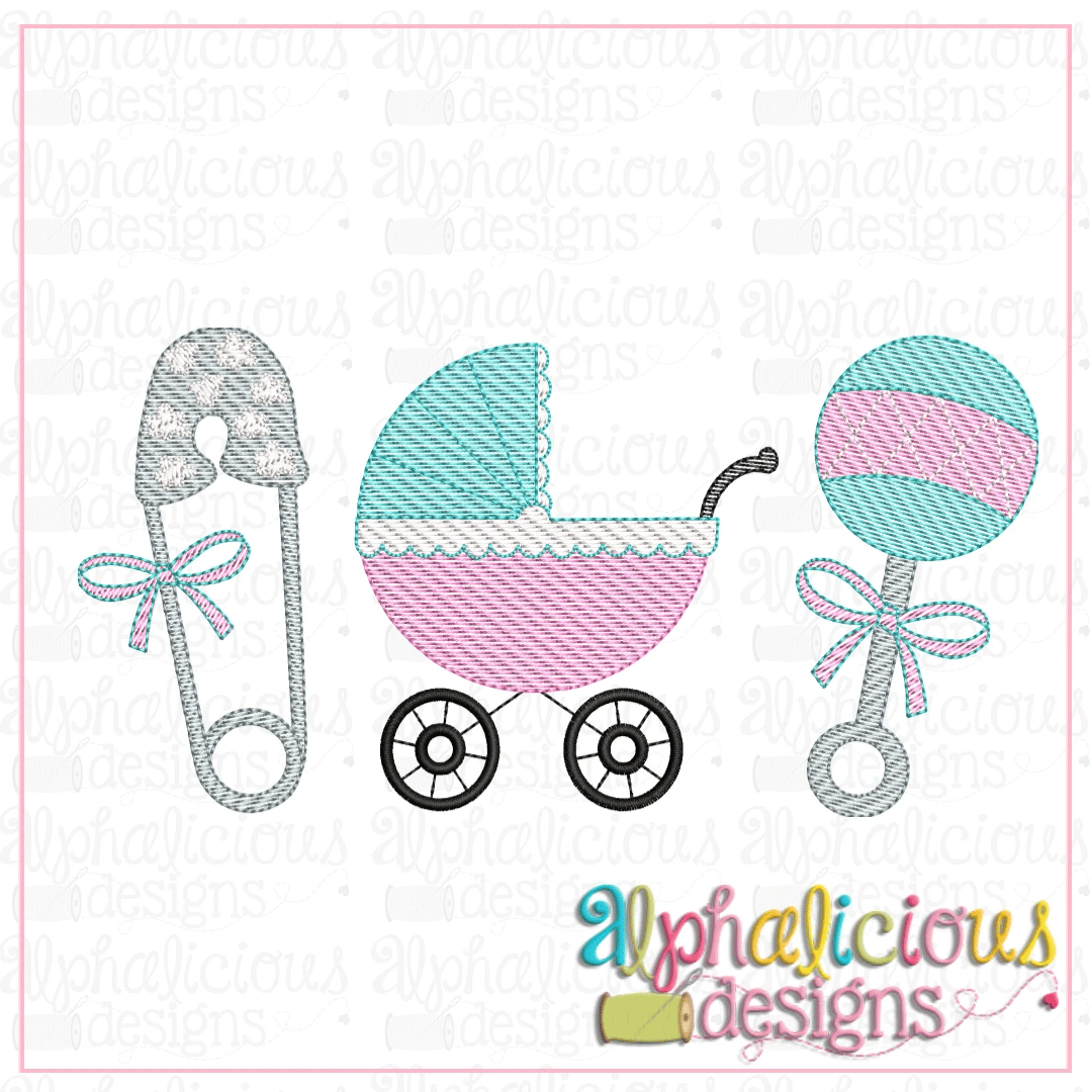 Bouncing Baby Three In A Row-Scallops-Sketch