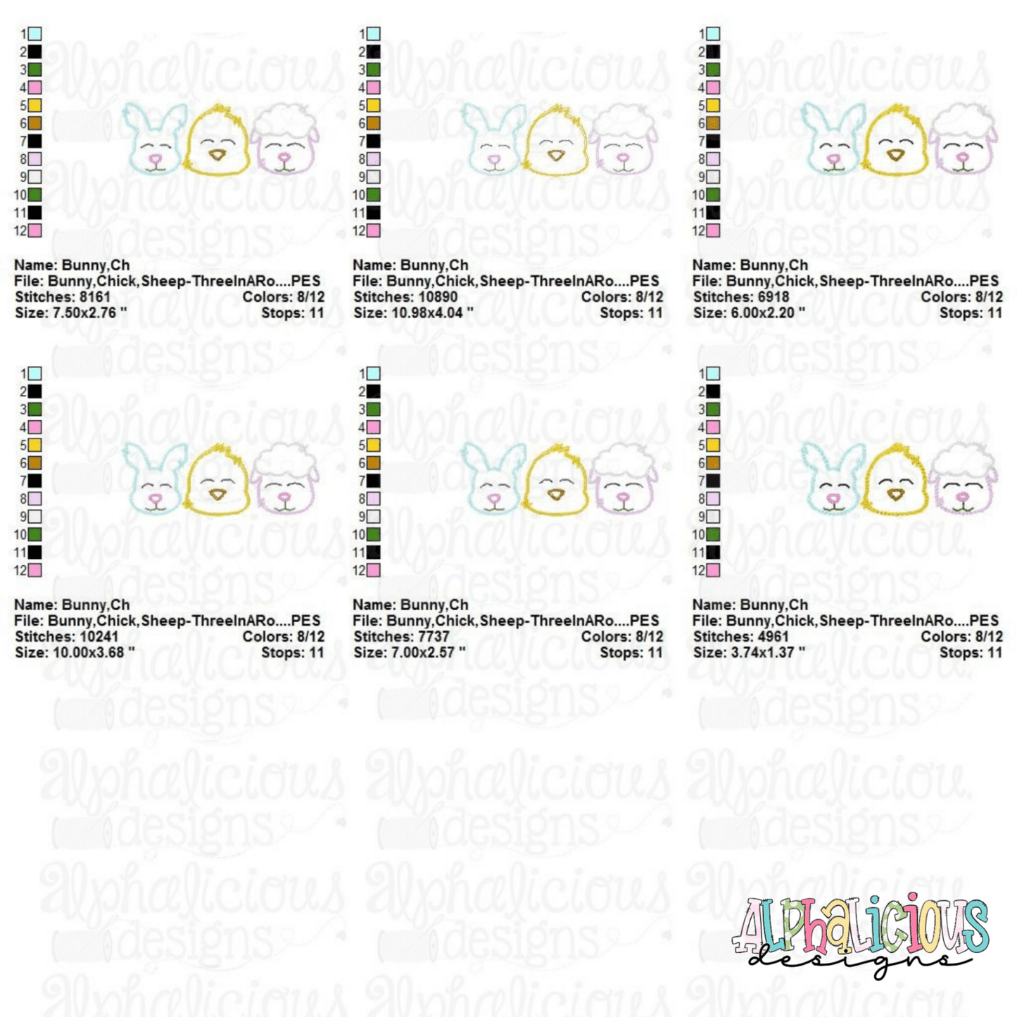 Bunny - Chick - Sheep - Three In a Row - Scribble