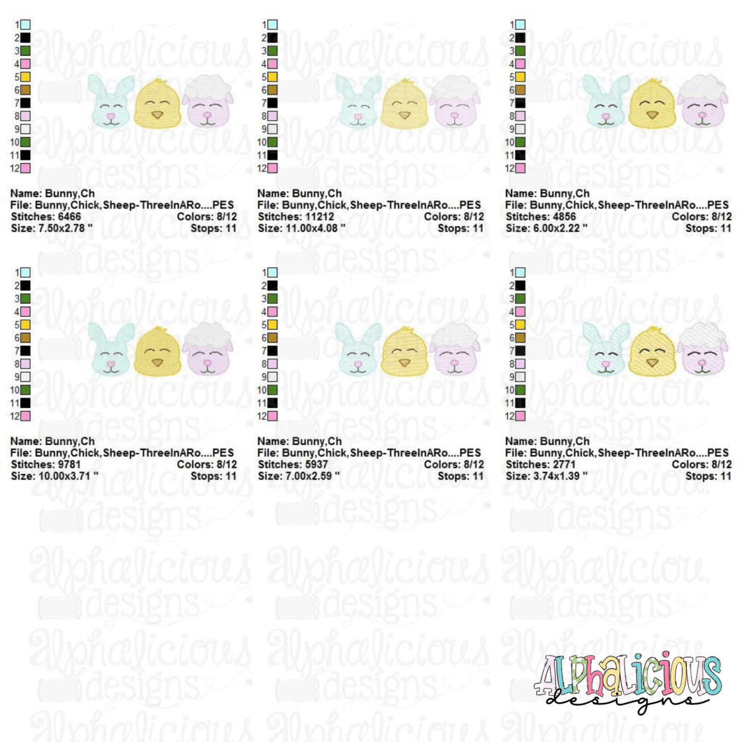 Bunny - Chick - Sheep - Three In A Row - Sketch