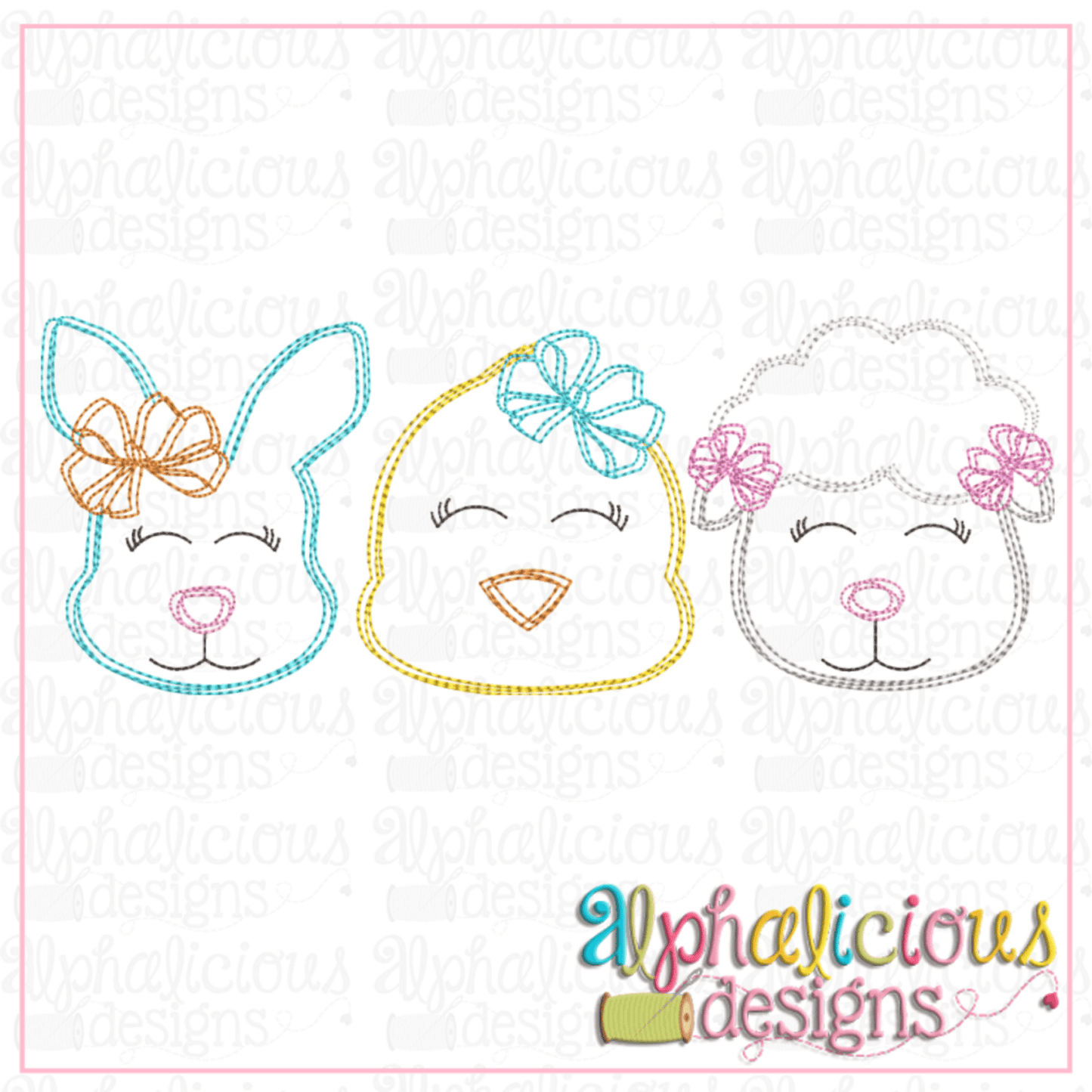 Bunny - Chick - Sheep with Bow - Three In a Row - Scribble