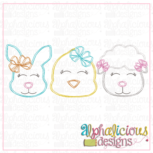 Bunny - Chick - Sheep with Bow - Three In a Row - Scribble