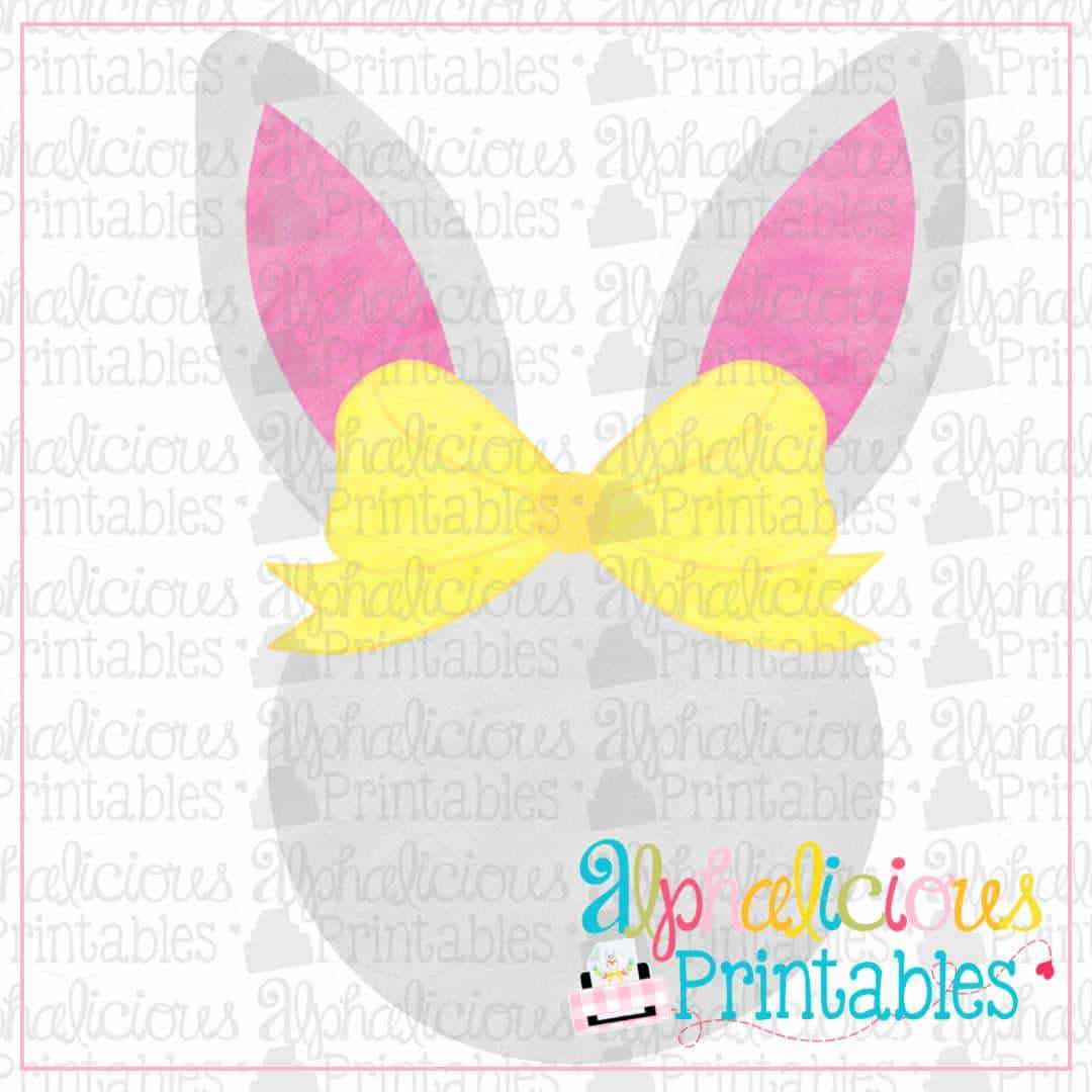Bunny Head With Bow-Watercolor-Printable