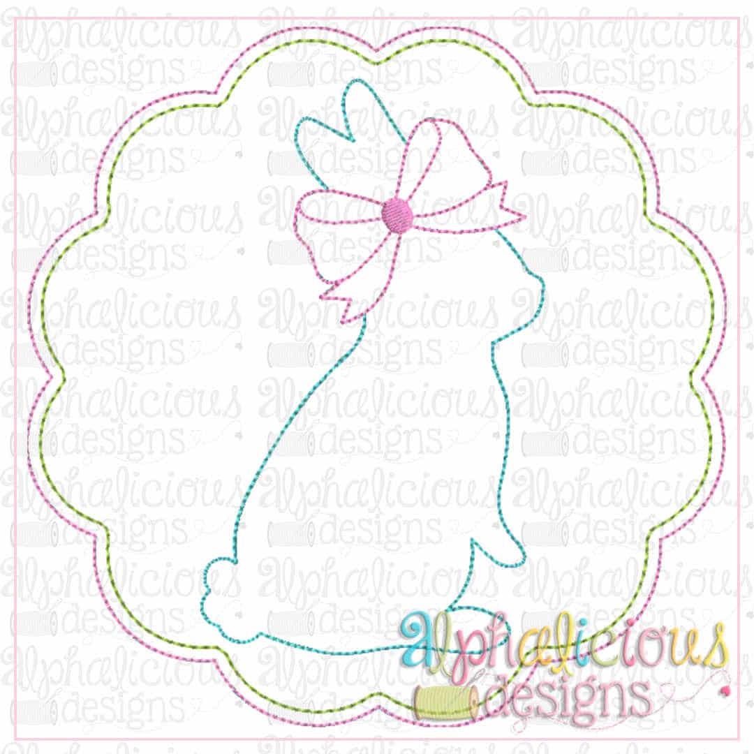 Bunny In Scallop Circle Frame-Triple Bean