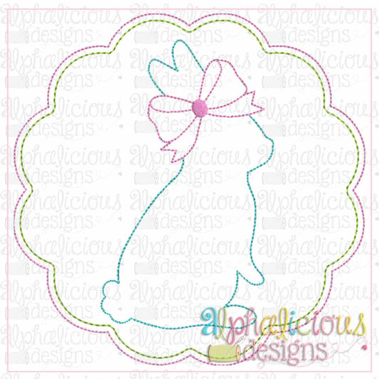 Bunny In Scallop Circle Frame-Triple Bean