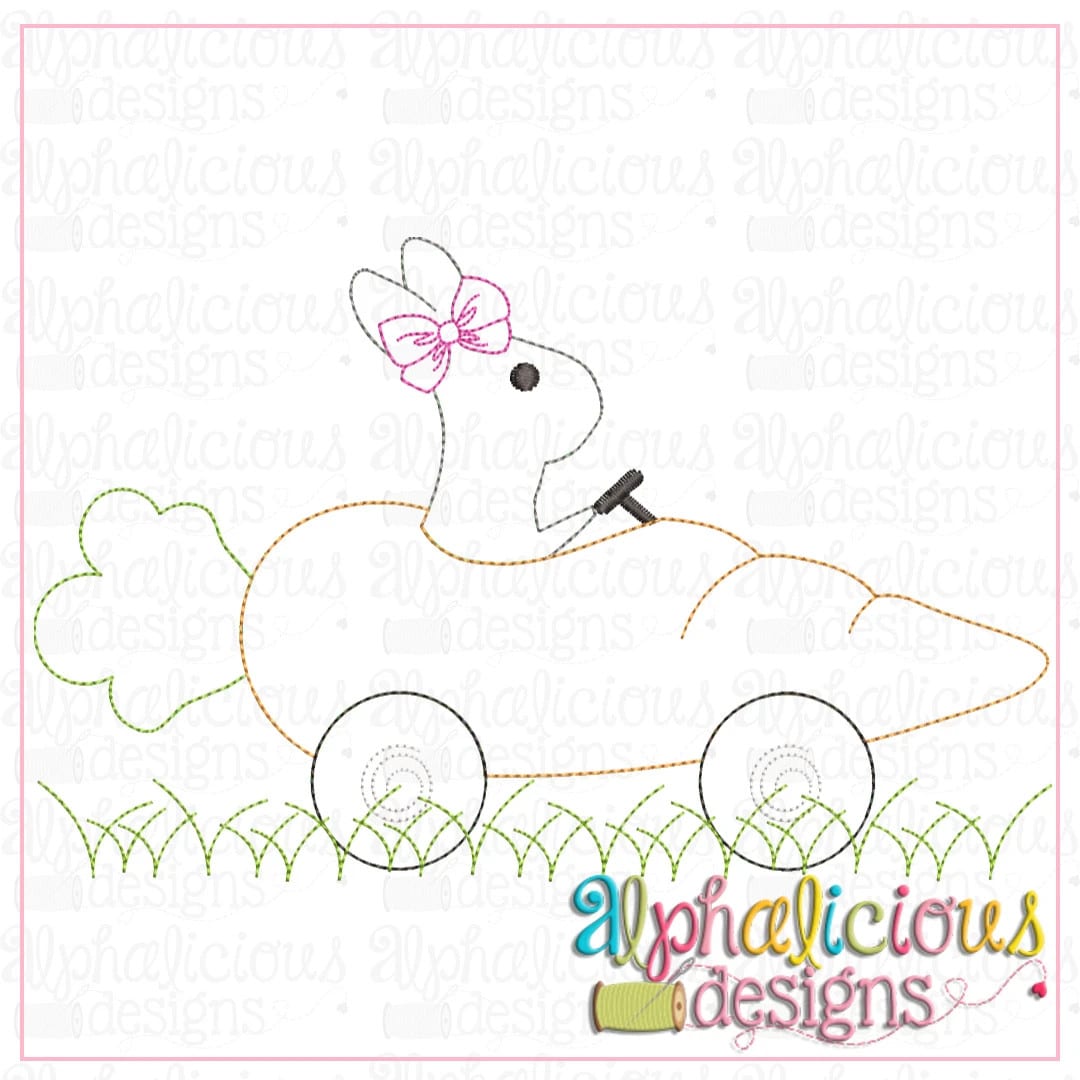 Bunny with Bow in Carrot Car- Triple Bean