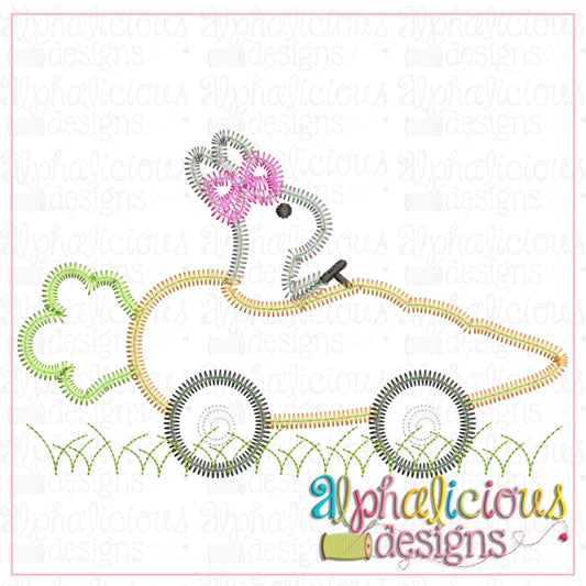 Bunny with Bow in Carrot Car- ZigZag