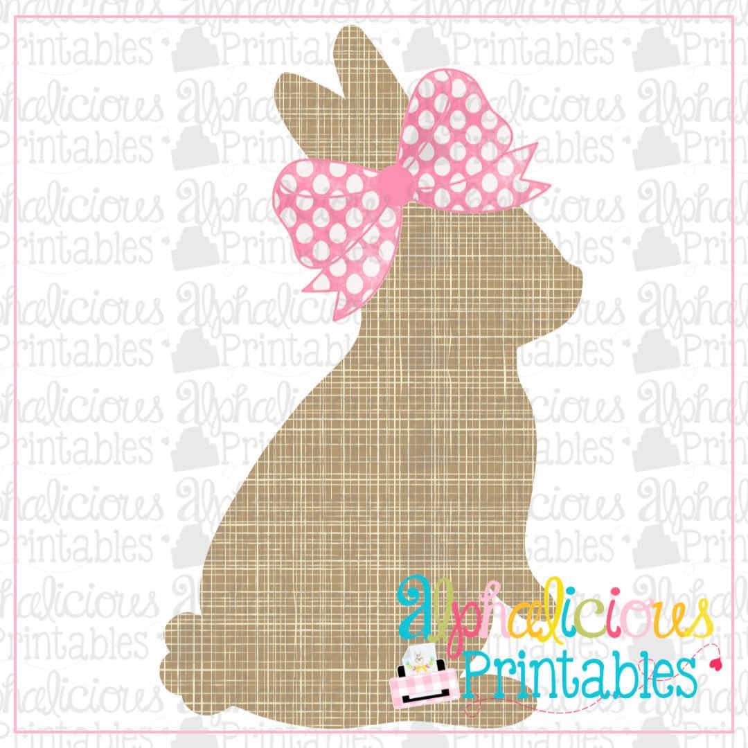 Bunny with bow-Crosshatch-Printable