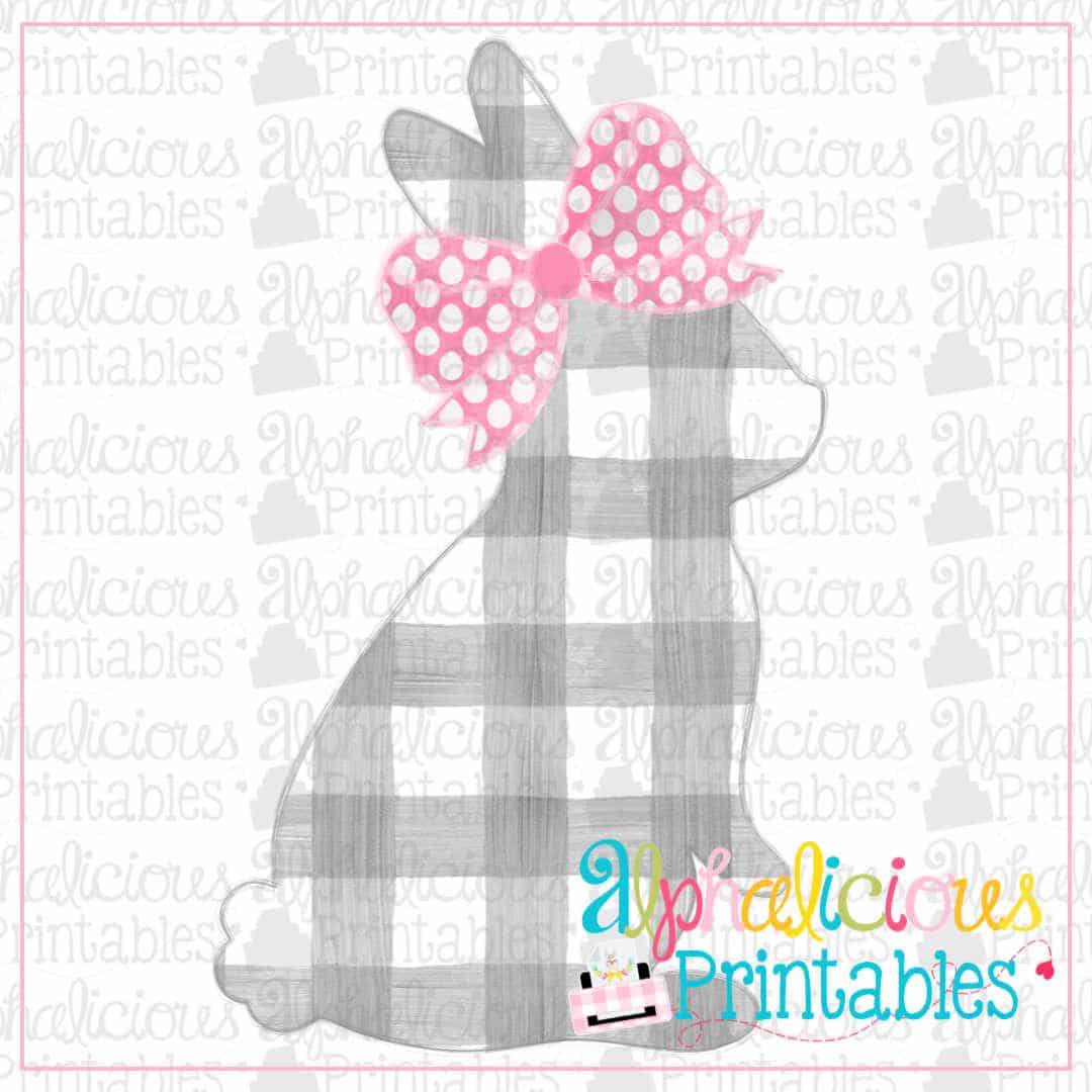 Bunny with bow-Plaid-Printable
