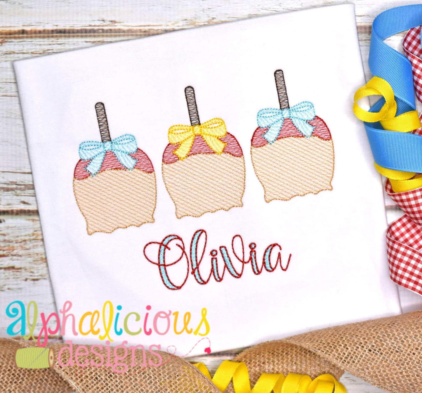 Candy Apple with Bows Three In a Row-Sketch