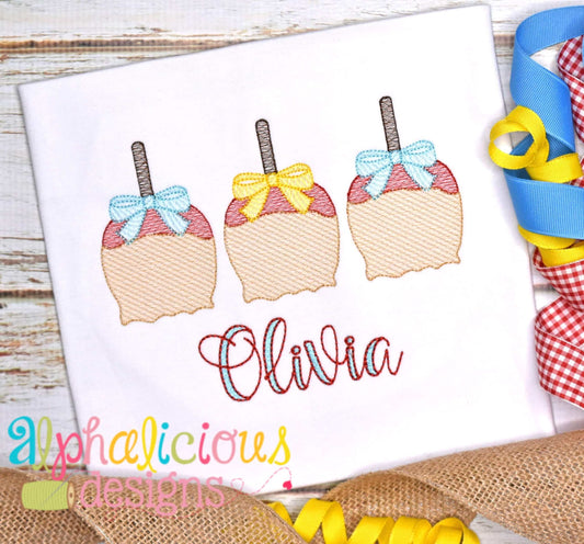 Candy Apple with Bows Three In a Row-Sketch