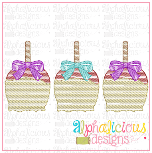 Candy Apple with Bows Three In a Row-Sketch