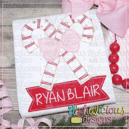 Candy Canes with Bows-Triple Bean