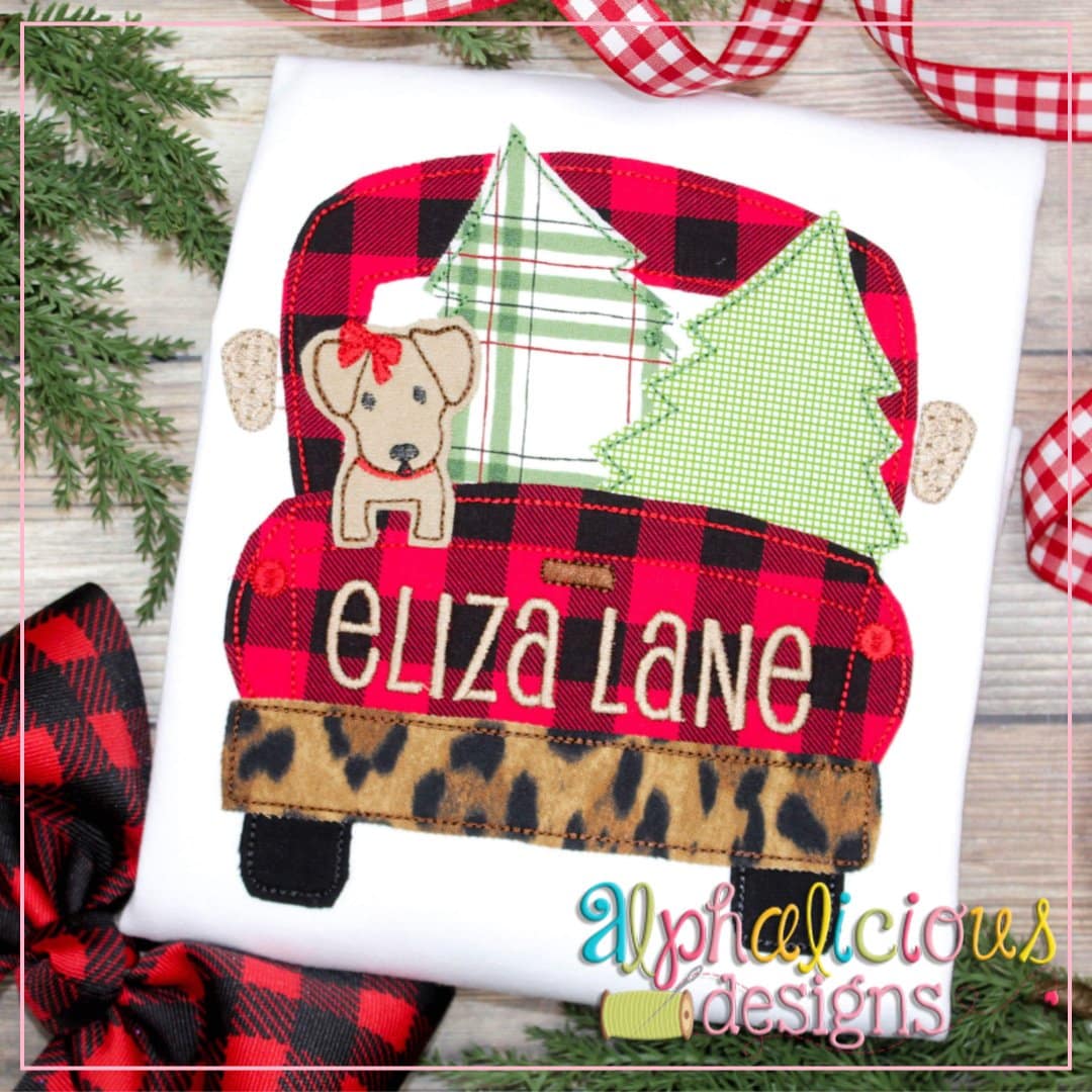 Christmas Dog Truck-Girl-Triple Bean