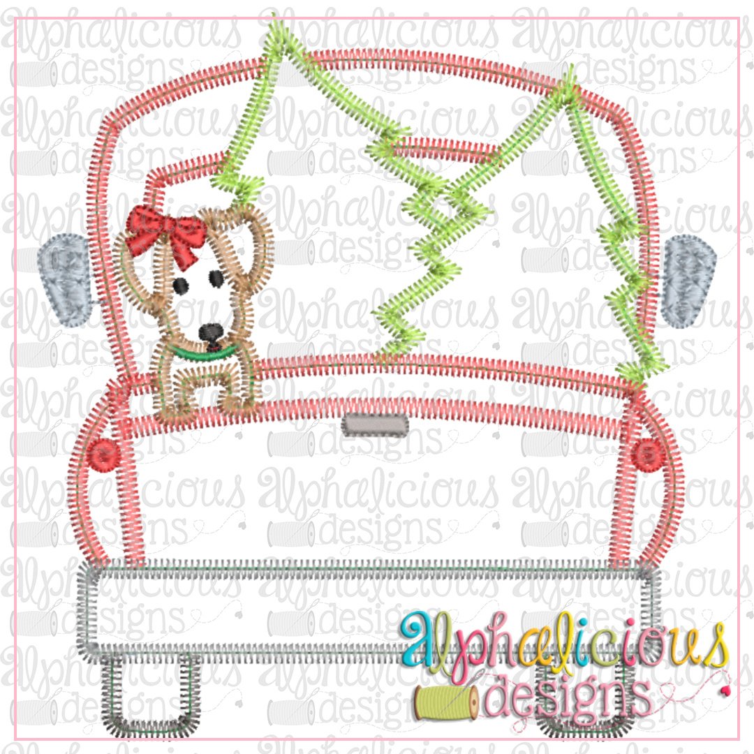 Christmas Dog Truck-Girl-ZigZag