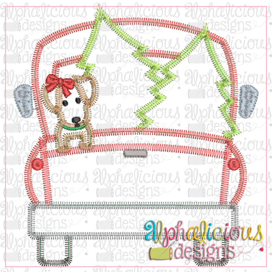 Christmas Dog Truck-Girl-ZigZag