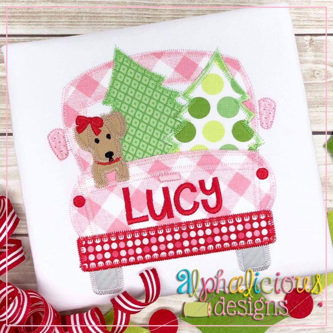 Christmas Dog Truck-Girl-ZigZag
