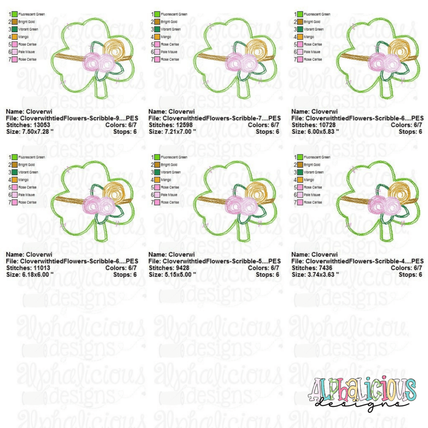 Clover Tied with Flowers - Scribble