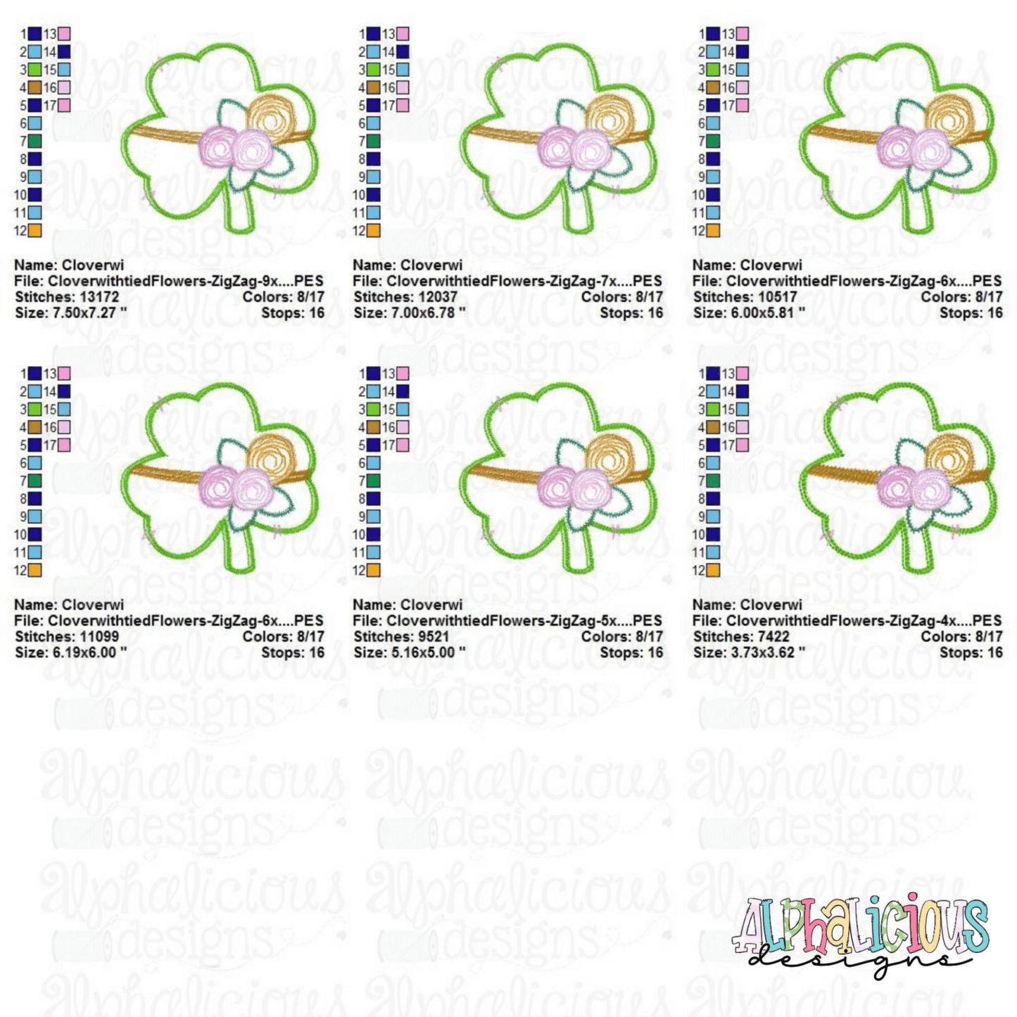 Clover with Tied Flowers - Zig Zag