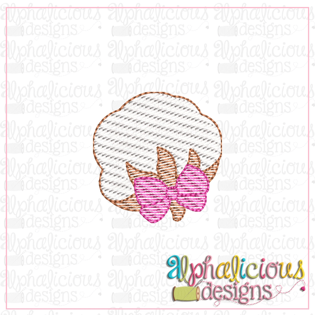 Cotton Boll with Bow-Mini-Sketch