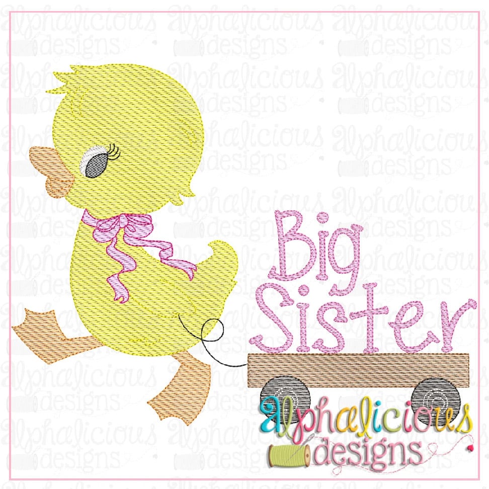 Duck with Bow and Wagon (Big Sister)-Sketch