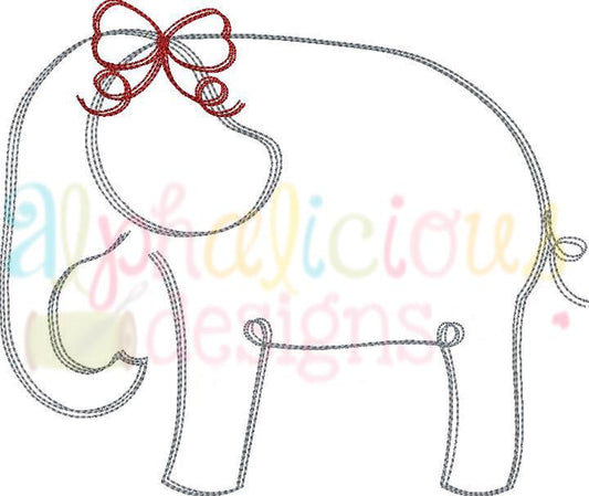 Elephant with Bow- Scribble