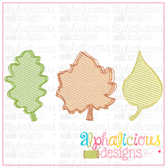 Fall Leaves Three In a Row-Sketch