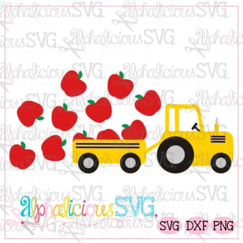Farm Tractor with Apples-SVG