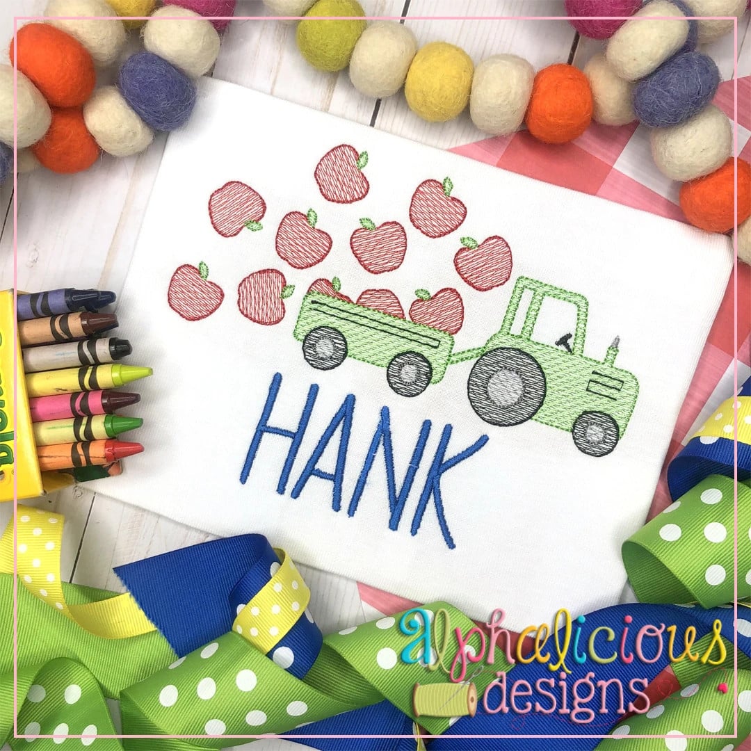 Farm Tractor with Apples-Sketch