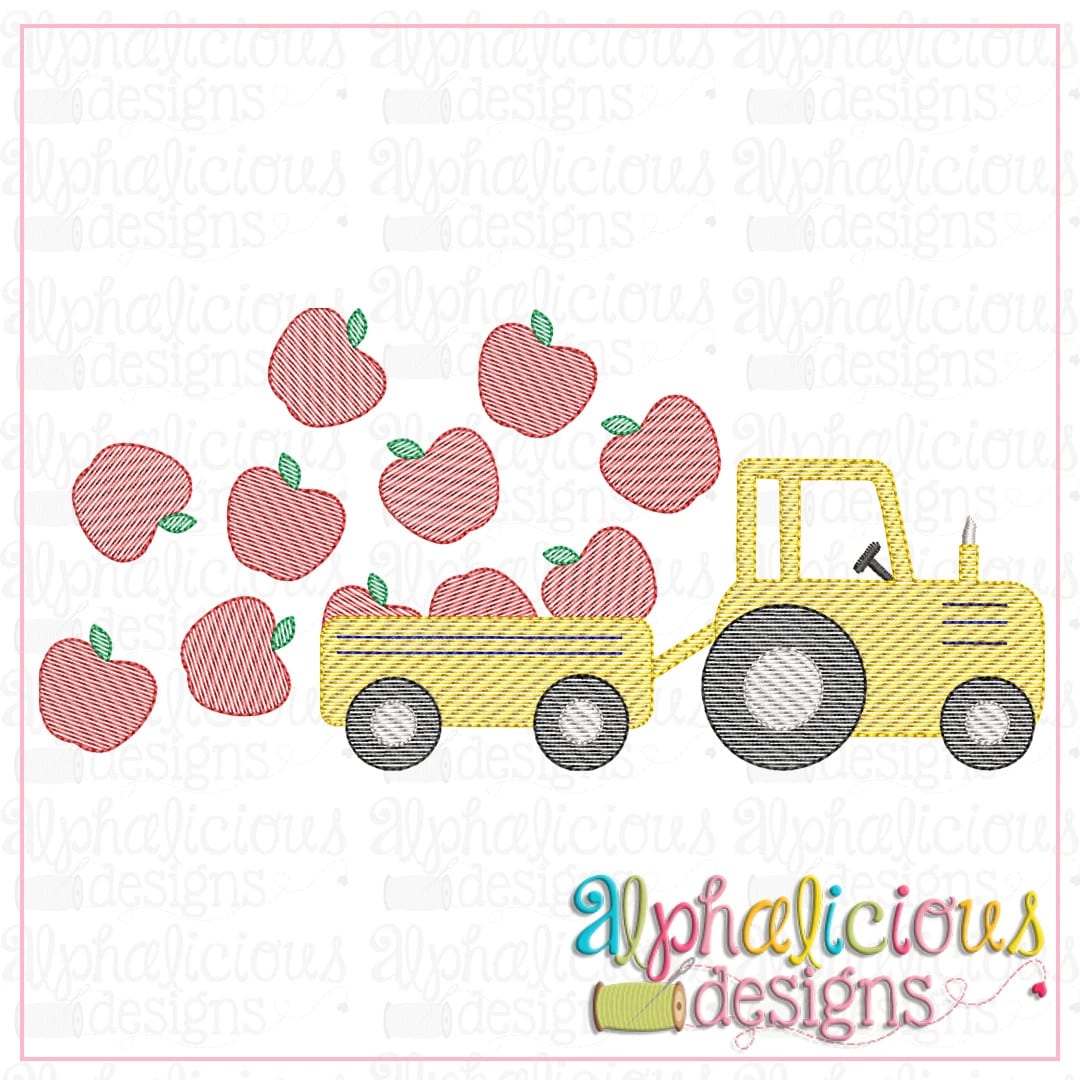 Farm Tractor with Apples-Sketch
