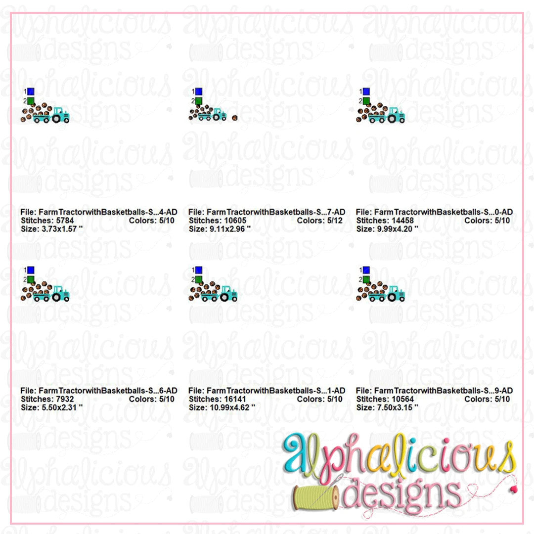 Farm Tractor with Basketballs-Sketch