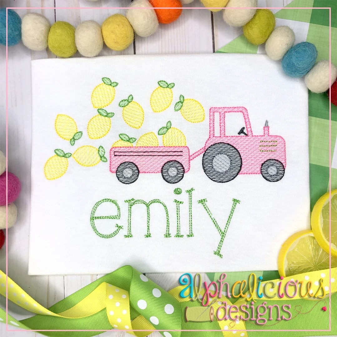 Farm Tractor with Lemons-Sketch