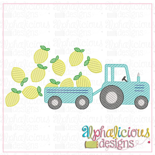 Farm Tractor with Lemons-Sketch