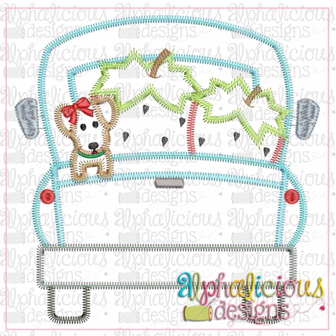 Farm Truck with Strawberries and Pup with Bow-Zig Zag