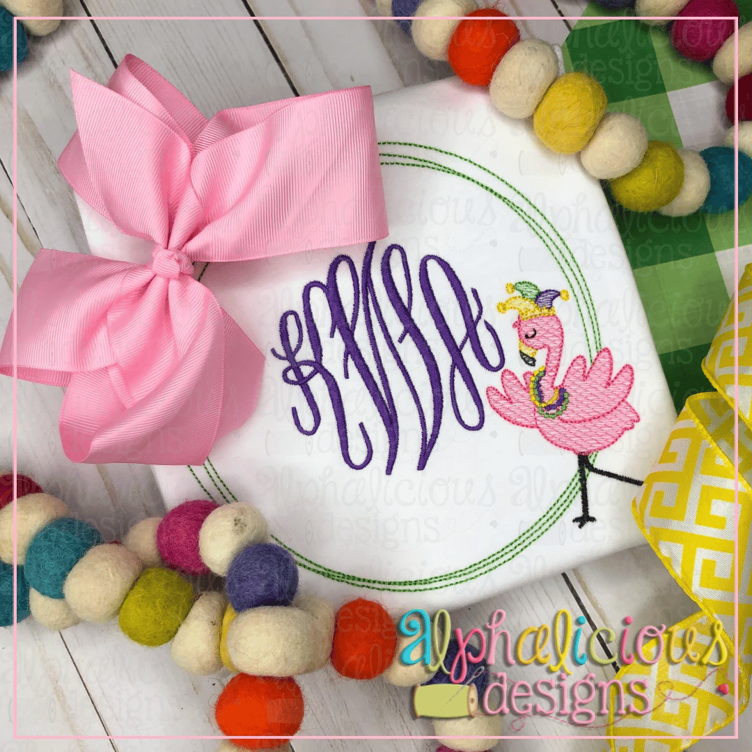 Flamingo Mardi Gras Monogram Frame