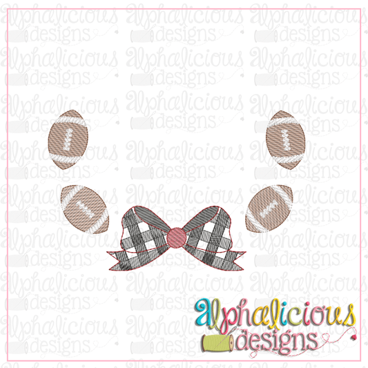 Footballs with Buffalo Check Bow-Sketch