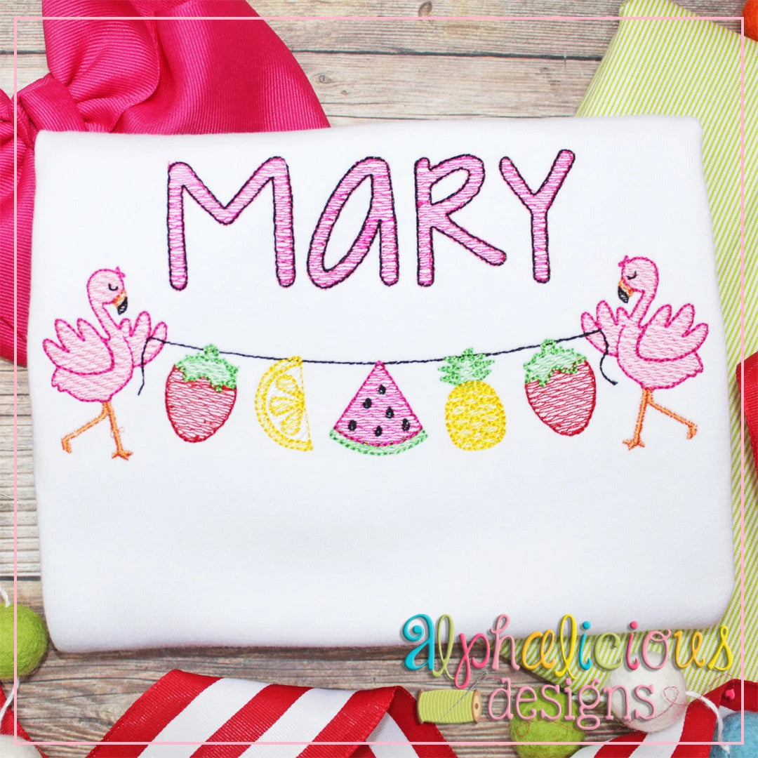 Fruity Tooty with Flamingos Bunting-Sketch