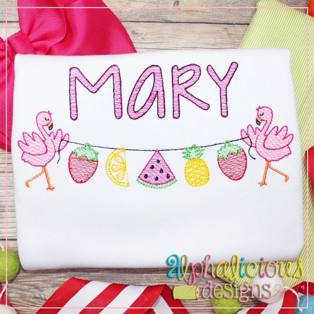 Strawberry Lemonade Sketch Embroidery Font