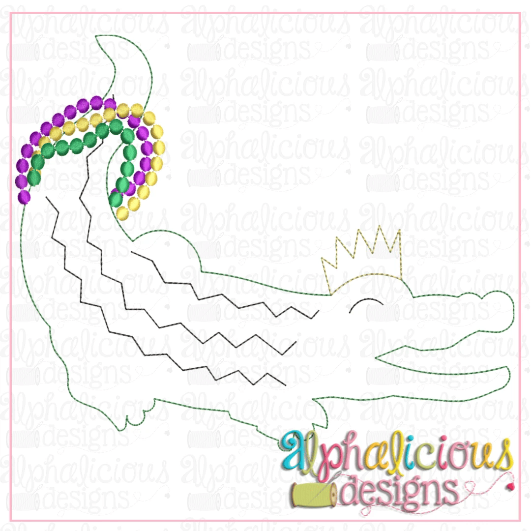 Gator with Crown and Beads-Triple Bean